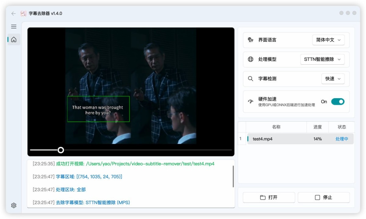 VSR - AI 去除视频硬字幕与文字水印